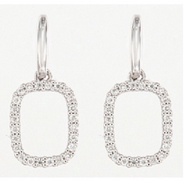 Poh Heng Jewellery 18K White Gold Diamond Rectangle Earrings