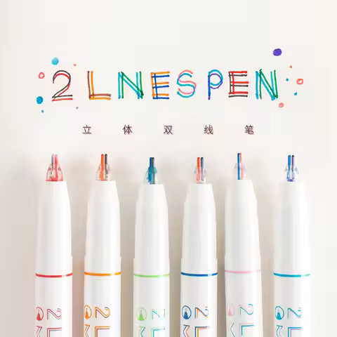 Novelty 2 Lines Pen 0.5mm Double Line Two Colors Marker Pen Art Drawing Cute School Supplies Korea S