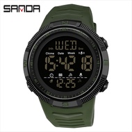 Jam Tangan Pria Digital 6014 SANDA Water Resist Strap Ruber