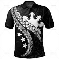 Vintage 3D Print Philippines Tattoo Tribal Polo Shirt For Men Philippines National Heroes Day Graphi