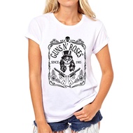 sale 2018 Sexy Women T-Shirt New Guns N Roses Print Top TShirt Rock Music Skull Tee Shirt Femme Bran