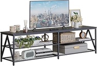 Katrawu TV Stand for TV up to 75 Inch, Long 70" TV Cabinet with 3-Tier Storage Shelves,Entertainment Center TV Console Table for Living Room with Industrial TV Metal Frame, Black Oak