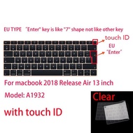For Apple Macbook Pro 13 15 Air 13 Retina 12 13 15 inch silicone keyboard cover case transparent clear protecter film EU/US
