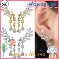 SK Earrings Leaf Jewelry Gift Women Lady Crystal