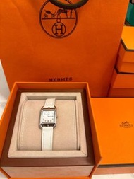 配貨價 Hermes Watch Montre Cape white veau swift blanc 全新手錶白色錶帶可更換銀色錶心