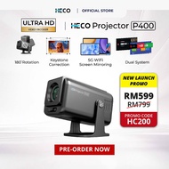 Heco P400 Smart Projector｜400 ANSI | 3600 Lumens | Native 1080P | Dual UI System | Auto Focus+Keysto