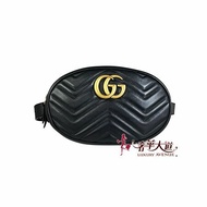 GUCCI黑色牛皮GG MARMONT山型紋胸口包/腰包 491294