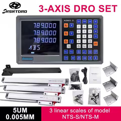 Ultra-accurate Dro NT800 3 Axis Kit AC90-260V & 50-1000mm Linear Glass Scale Encoder Digital Ruler f