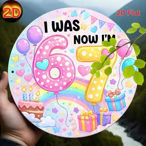 2D Plane - At that time I was 6 years old, and now I am 7 years old. Wooden signboards, cute wall de