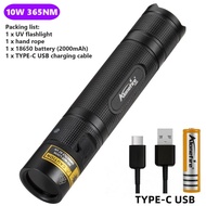AloneFire SV005ไฟฉายยูวี10วัตต์365nmอัลตร้าVioletsรังสีอัลตราไวโอเลตที่มองไม่เห็นไฟฉายUSBแบล็กไลท์สั