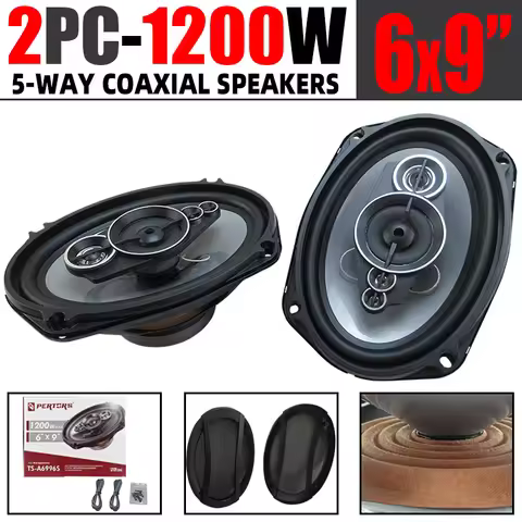 1 Pair 6x9 Inch Car Speakers 1200W 5-Way Vehicle Door Audio Music Stereo Subwoofer Full Range Coaxia