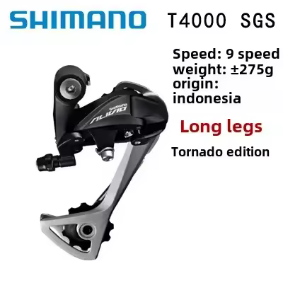 SHIMANO ALIVIO RD-T4000 SGS Rear Derailleur 9 Speed BLACK Long Cage T4000 Mountain Bike MTB Bicycle 