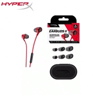 HyperX Cloud Earbuds II - ไดรเวอร์ขนาด 14 มม. ปลอกหูขนาด 4 ชิ้น, กรณีพกพาแบบแข็ง, ปลั๊ก 90 องศาขนาดเ
