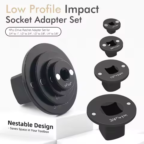 Low-Profile Impact Socket Adapter Set 3/4 to 1,1/2 to 3/4,1/2 to 3/8,1/4 to 3/8 Drive Ratchet Adapte