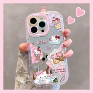Full Cover Dessert Picnic KT Cat Phone Case for OPPO REENO14 13/12PRO+ Mirror Cream Cartoon High-End