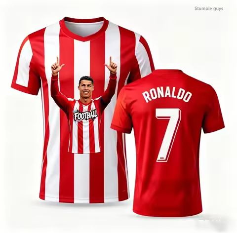 Men Summer Ronaldo 7 Football Short Sleeve Jersey T-shirt Fashion Daily Outdoor Sportswear Tops Kids