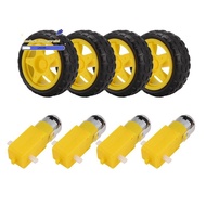 4PCS DC Electric Motor + Plastic TT Motor Tire Wheel Dual Shaft Gear Motor TT   for  Smart Car