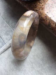 🌸紫櫻花瑪瑙手鐲 58.3mm🌸🌈冰紫，爆冰晶體，飄白櫻花，檸檬黃色龍紋