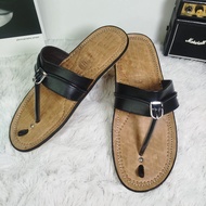 Panutan Genuine Leather Capal Sandals with Rubber Flip Flops for Men