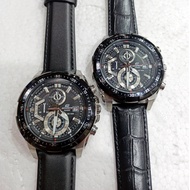 C*s*o ED*F*C* EFR-539L-1A EFR-539 Chronograph Silver Black Leather Men's Watch