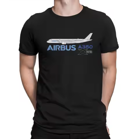 Airbus Creative TShirt for Men A350 Line Drawing Round Collar Basic T Shirt Personalize Birthday Gif