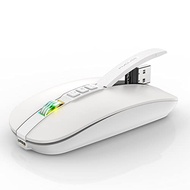 FMOUSE Slim Rechargeable Bluetooth Mouse with Multiple Buttons for Desktop Display, One Click Mute, 