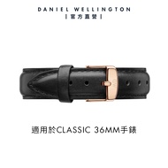 Daniel Wellington 錶帶 Classic Sheffield 18/20mm爵士黑真皮錶帶-兩色任選(DW00200007)/ 玫瑰金框/ 18mm-適用36mm手錶