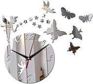 Fashion Classic Wall Clocks for Home and Office Magical Decorative Wall Clock Modern Diy Big Wall Clock 3D Mirror Butterfly Sticker Big Watch Home Office Decoration Wall Art Decoration