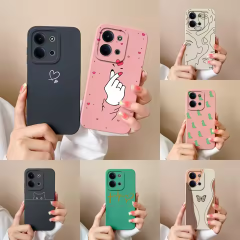 Cases For Redmi 15C Poco C85 Love Heart Dinosaur Minimalist Liquid Silicone Cover For Xiaomi Poco C8