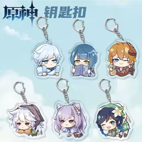 Impact Acrylic Keychain Pendant Paimon Chongyun Xingqiu Keqing Mona Venti Barbara Anime Game Pendant