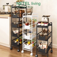 NETEL Kitchen Rack Trolley Kitchen Storage Racks Office Shelves Book Shelving Kitchen s Spa