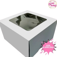 Cake Box Window 10.5X10.5X6.5 (3Pcs) Kotak Kek | Plain Cake Box With Window Kotak Kek Putih | Kotak 