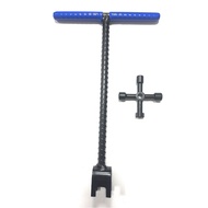 T-Type Water Meter Key Wrench Heavy Duty Threaded Steel Water Valve Shutoff Tool Includes 4-Way Util