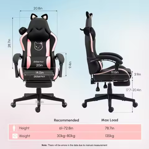 Ergonomic Computer Chair Dowinx Gaming Chair Cute With Cat Ears And Massage Lumbar Support Silla Gam
