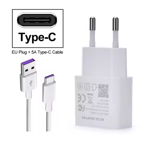 Fast Charger 5V 2A EU Plug 5A Type-C Usb SuperCharge Cable Charging for For Huawei P20 Lite P30 Pro 