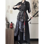 Hanfu Dieying - Chinese Style Wide Leg Pants Set for Men & Women | Summer Wear