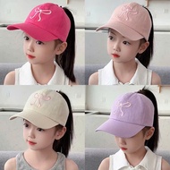 Sun protection baseball cap, cute open-top hat for girls with bow, breathable and quick-drying (suit