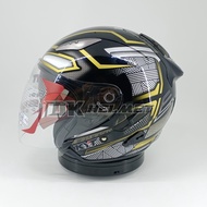 Helmet Half Face KYT Galaxy Slide Flat R Motif Marvel Black Panther Gold Limited ED Couple K2R Black Panther
