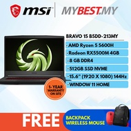 MSI Bravo 15 B5DD-213MY 15.6" Laptop/ Notebook (Ryzen 5 5600H, 8GB, 512GB, AMD RX5500M, W11H, 60Hz)