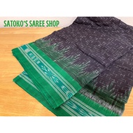 Handlom Cotton Saree from Odisha, Sambalpuri Green and Black