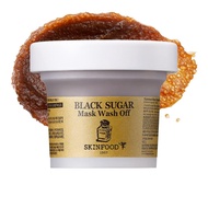 SKIN FOOD Black Sugar Mask Wash Off 4.05 fl. oz.(120g) - Black Sugar Scrub - Sugar Face Scrub to Hyd