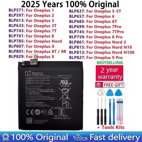 100% Original Phone Replacement Battery For OnePlus Nord N100 N10 1 2 3 3T 5 5T 6 6T 7 7T 8 8T 9 9R 