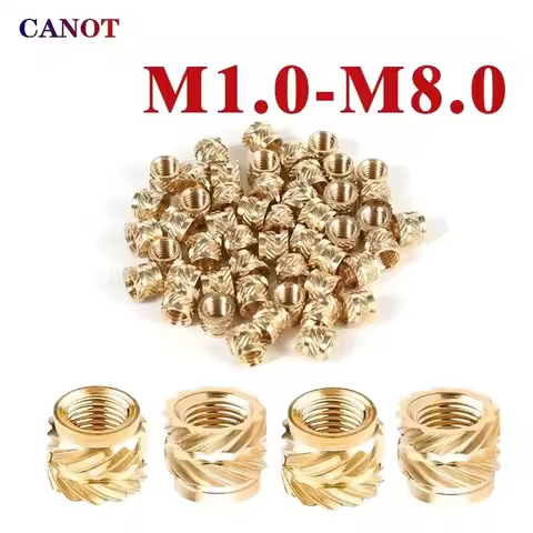 100/10 PCS Hot Melt Knurled Thread Brass Insert Nut M1/M1.2/M1.4/M2/M2.5/M3/M4/M5/M6/M8 Female Threa