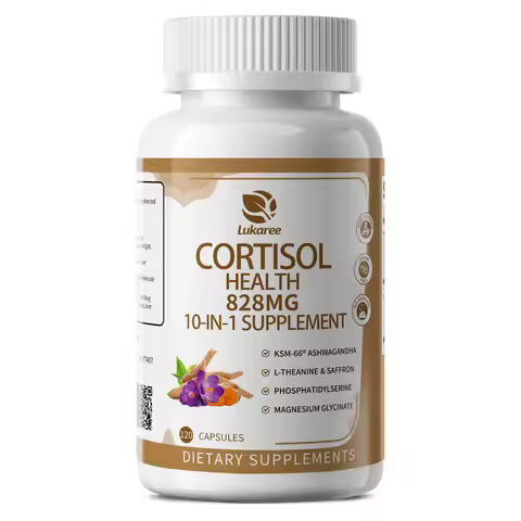 Lukaree 10-IN-1 Cortisol Supplements KSM-66® Ashwagandha 300mg + L-Theanine Magnesium Glycinate,Saff