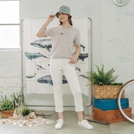 [CUMAR] Patch Pocket Trousers Slit Elastic Cropped Pants White Card