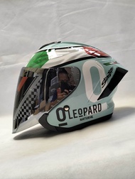 HELM JS ARMOR MOTIF LEOPARD BIRU AQUA