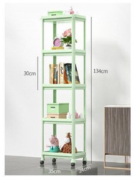 全城熱賣 - 浴室 廚房 多用途夾縫置物架【帶輪側收架5層綠色】