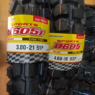 DUNLOP Tires ProductionDUNLOP 2025-2026 D605 4.60-18 & 3.00-21 Dual KLX CRF WR 150 155 Rally 250PURP