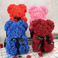 25cm Teddy Bear Heart Artificial Flower Rose Valentines Day Gift Wedding Decoration Hand Made Rose New Year Christmas Home Decor