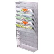 File Rack Grid 10 Magazine Wall-Mounted Grid Bookshelf 4 Corners Iron Shelf Wall Rack Newspaper Rack